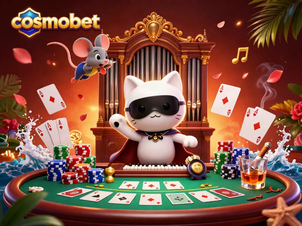 Experience the thrilling action at Cosmobet's casino with captivating characters and vibrant gaming elements.