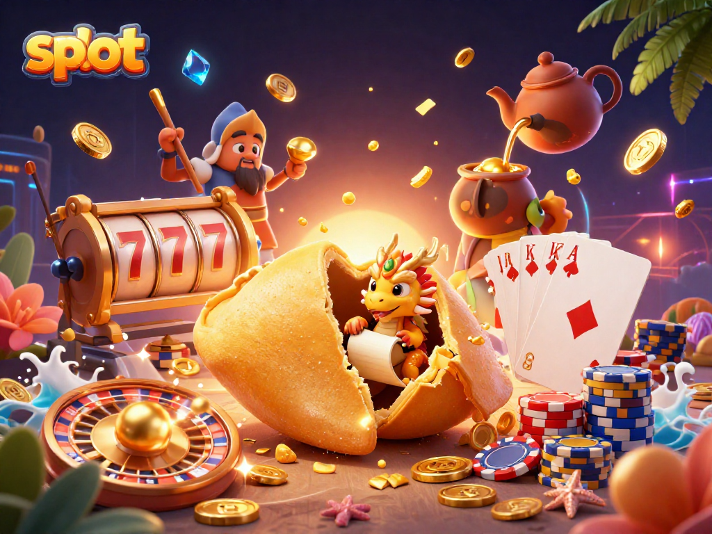 Spin and win with slot game elements in this vibrant casino illustration