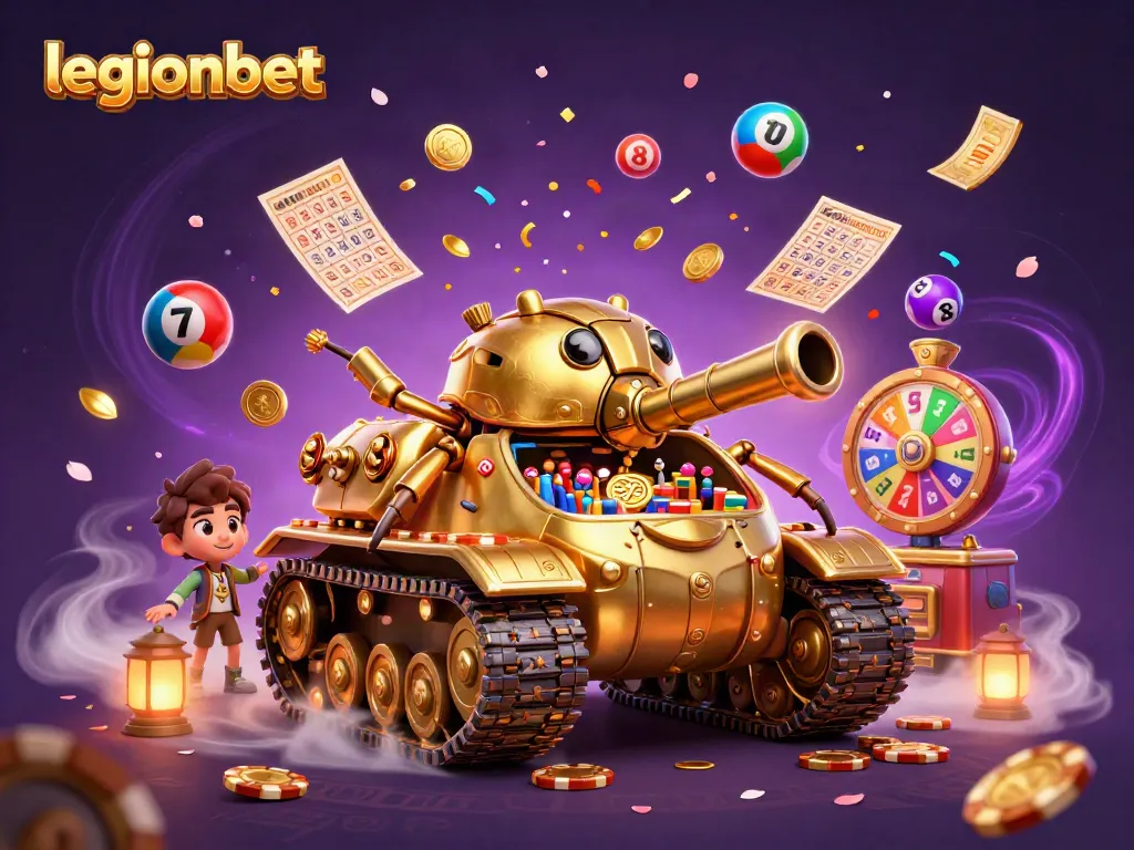 Experience excitement at legionbet with a vibrant casino scene featuring a golden beetle tank.