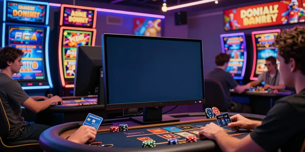 Players enjoying online credit card casinos with vibrant gaming interfaces and engaging gameplay.