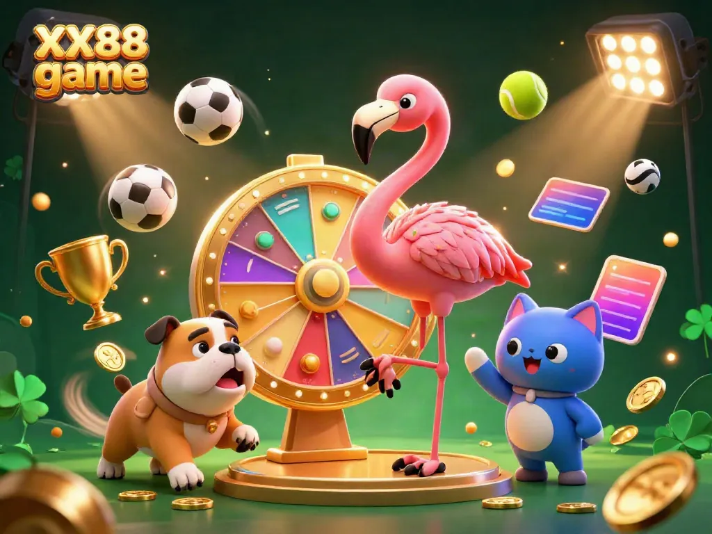 Experience the excitement of the XX88 game with lively characters and dynamic casino elements in action.